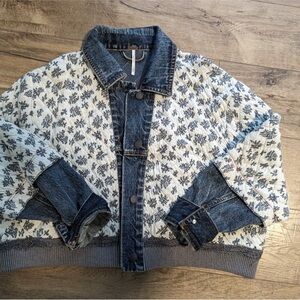 Free People Ditsy Quilted Denim Jacket XS